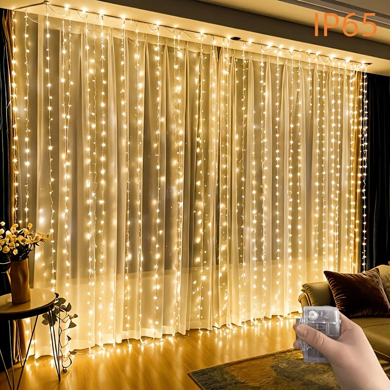 300 LED Curtain Fairy Lights 298.7X298.7cm Hanging Window Lights for Bedroom Ramadan Birthday Party Wedding Holiday Indoor Home Decor IP65 (Battery Not Included)